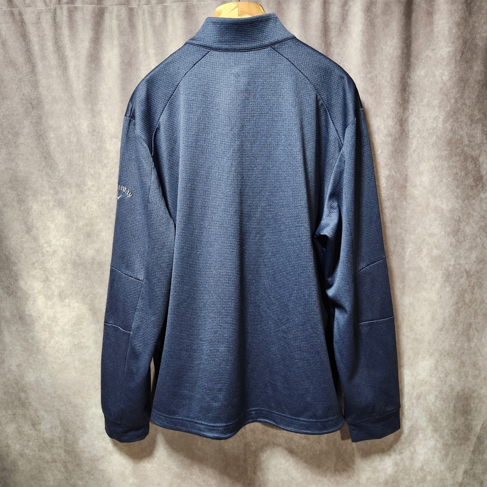Callaway Weather Series Mens XL Navy Blue Quarter Zip Waffle Fleece Pullover - Picture 4 of 8